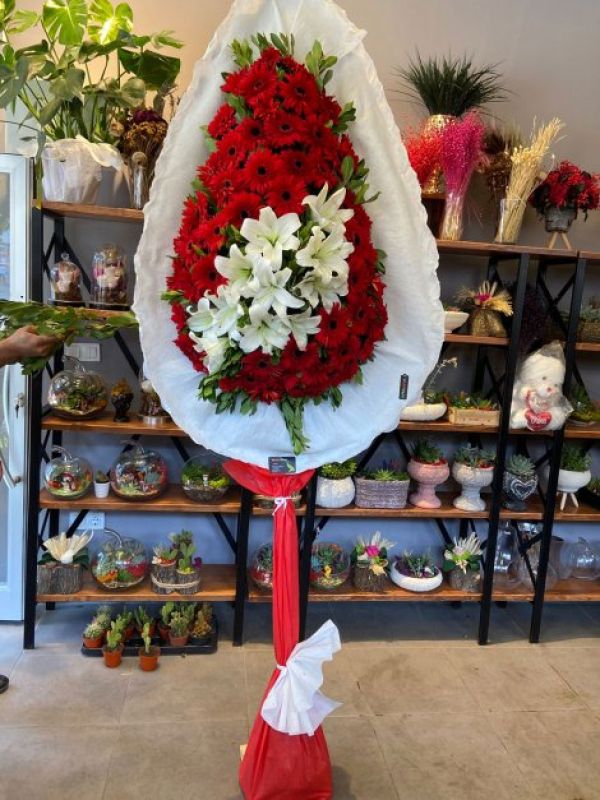  Kepez Çiçek - Lilyum Gerbera Çelenk